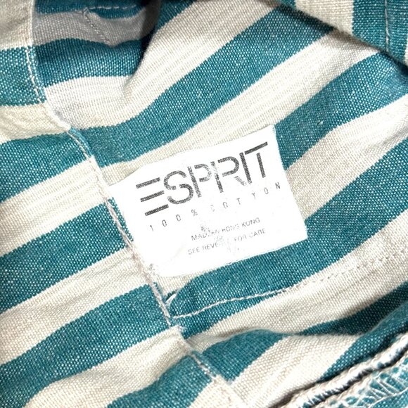 Vintage 80s Esprit Sport Denim Pencil Skirt Vertical Stripe Green White Pockets - Picture 10 of 15
